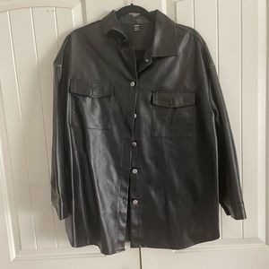 Pleather Shirt Jacket